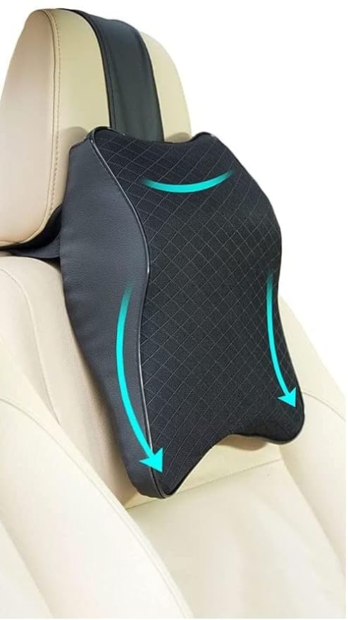 Aegon Car Neck Rest Pillow | Memory Foam Car Seat Neck Rest Cushion | Neck Pillow for Car | Head Rest for Car | Neck Support Pillow for Car | Black | Medium Size 12" x 10