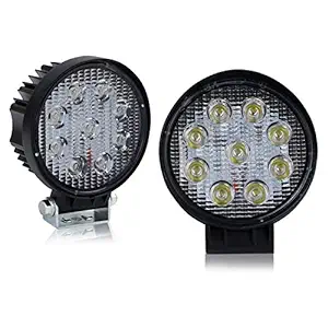 Casago CS9FW2P 4 Inch 9 LED Round Fog Light Waterproof Driving Flood Lamp with Mounting Bracket for Motorcycle and Cars (27W)