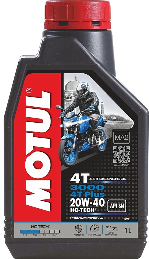 Motul 3000 4T Plus 20W40 API SM HC Tech Engine Oil for Bikes (1 L)