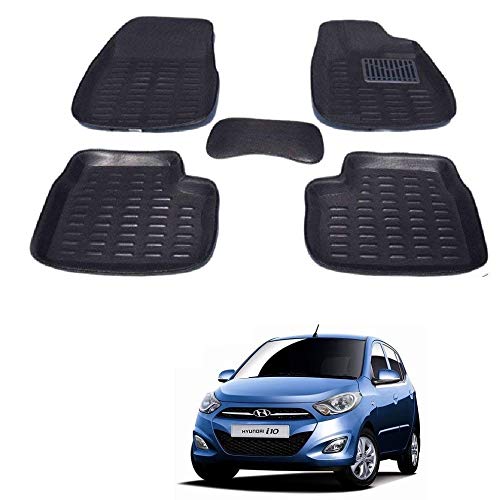 KOZDIKO Thermoplastic Elastomer Car Foot Mats for Hyundai I10 - Set of 5 Pcs (Black)