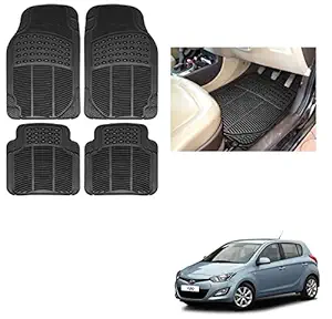 Auto Addict Rubber Mats Car Foot Mats (Black,Set of 4Pcs) for i20 Old (2008-2013)