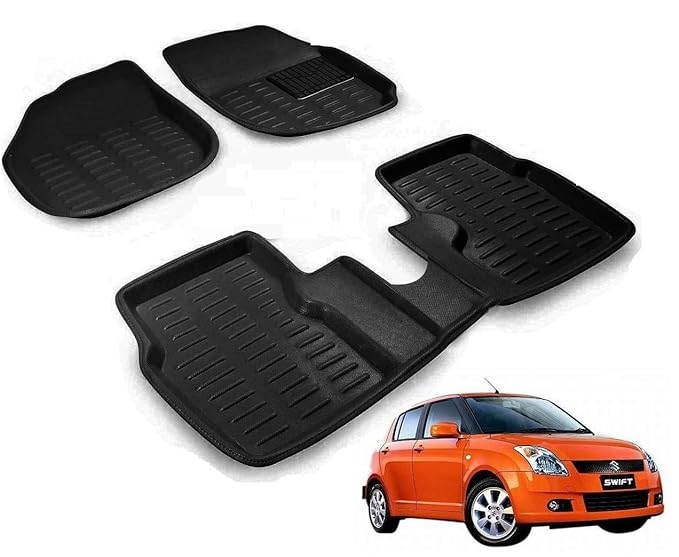 AUTOADDICT Car 3D Mats Black for Maruti Suzuki Swift Old Type-1 (2005-2011) | Plastic | Black