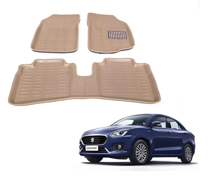 ozdiko Car 3D Mats Foot mat Beige Color for Maruti Suzuki Swift New Dzire (2017-2024)