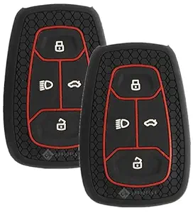 Shopoflux® Silicone Smart Key Cover Compatible with Tata Nexon | Harrier | Safari | Altroz | Tigor | EV | Punch | Tiago EV Electric (Black Pack of 2)