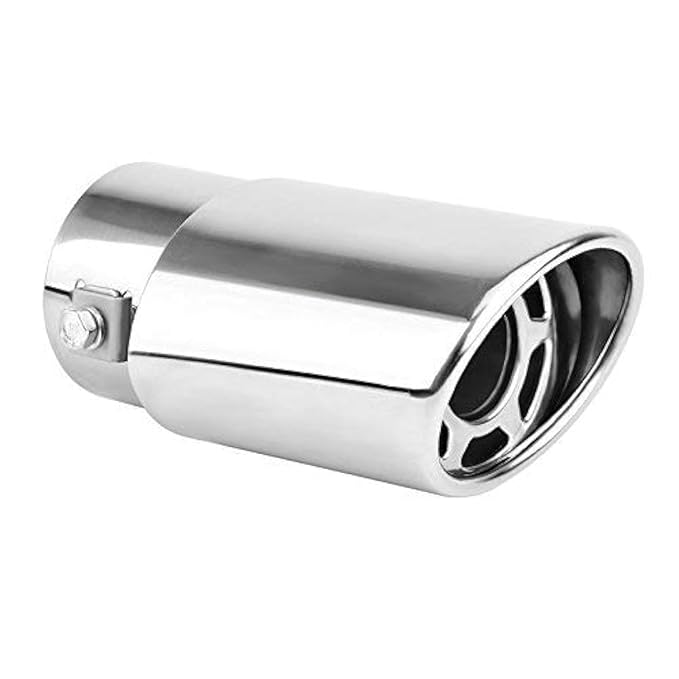 Automaze Universal Fit Car Straight Oval Shaped Exhaust Tail Muffler Tip Pipe 60mm (Model-A1422)