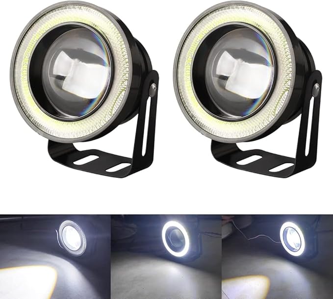 DHANVINE Car LED Fog Light Angel Eye Universal Projector White Halo Ring Angel Eyes Set Of 2 Pcs Compatible with Mahindra 3XO